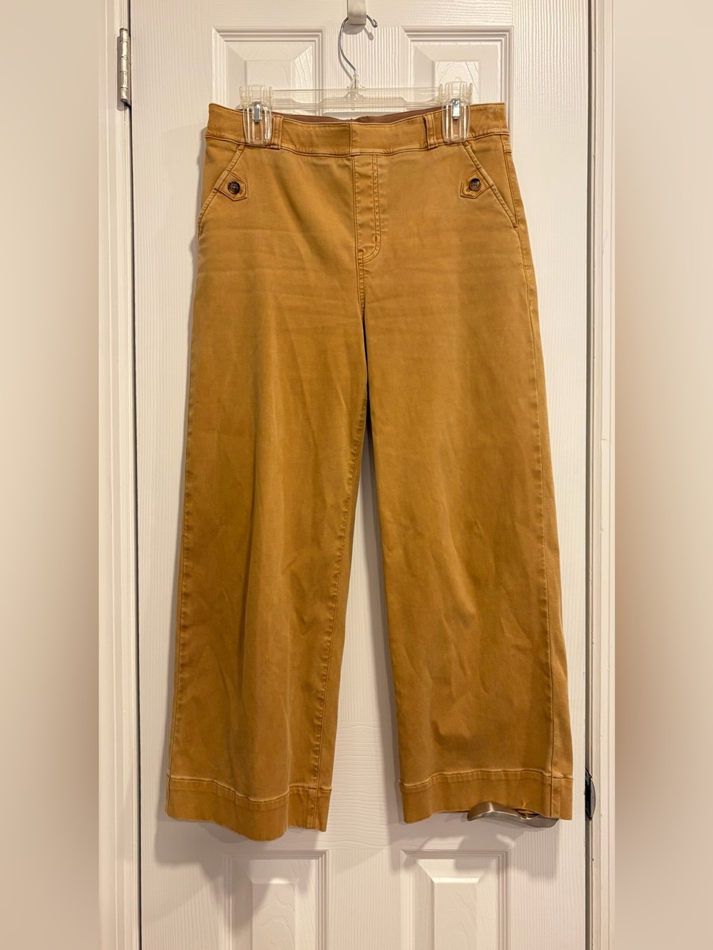 SPANXsupersmooth™ Stretch Twill Cropped Wide Leg Pant Mustard Yellow Size Large